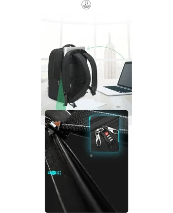 Tigernu T-B3997 Ανδρικό Υφασμάτινο Σακίδιο Πλάτης Αδιάβροχο Μαύρο
