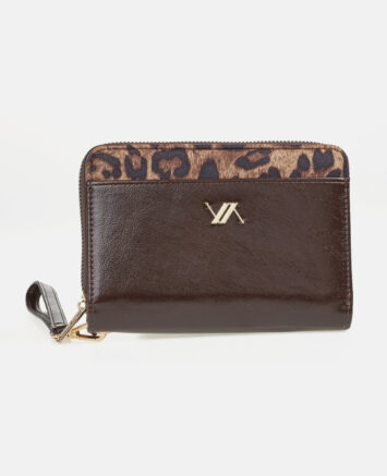 VERDE ΓΥΝΑΙΚΕΙΟ ΠΟΡΤΟΦΟΛΙ 18-0001544  ANIMAL PRINT ΚΑΦΕ Πορτοφόλια
