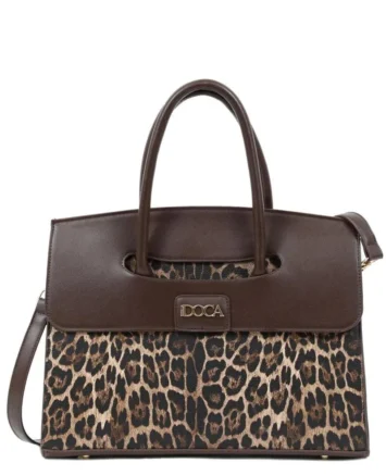 DOCA  ΤΣΑΝΤΑ ΛΕΟΠΑΡ ΚΑΦΕ 22772 Γυναικεία Τσάντα Χειρός