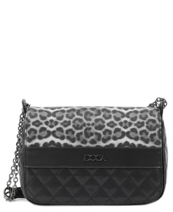 DOCA  ΤΣΑΝΤΑ ΩΜΟΥ ΛΕΟΠΑΡ ΜΑΥΡΗ 23005 Γυναικείες τσάντες