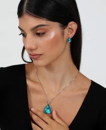 DOCA  ΣΕΤ ΚΟΛΙΕ/ΣΚΟΥΛΑΡΙΚΙ ΑΣΗΜΙ ΜΕ ΜΠΛΕ ΔΑΚΡΥ 81822 Αξεσουάρ Μόδας