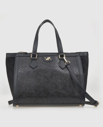 VERDE ΓΥΝΑΙΚΕΙΑ ΤΣΑΝΤΑ ΧΕΙΡΟΣ 16-0008174  ANIMAL PRINT ΜΑΥΡΟ Γυναικεία Τσάντα Χειρός